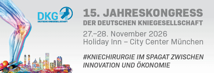 15. Jahreskongress der Deutschen Kniegesellschaft „Kniechirurgie im Spagat zwischen Innovation und Ökonomie“ 27. – 26.November 2026